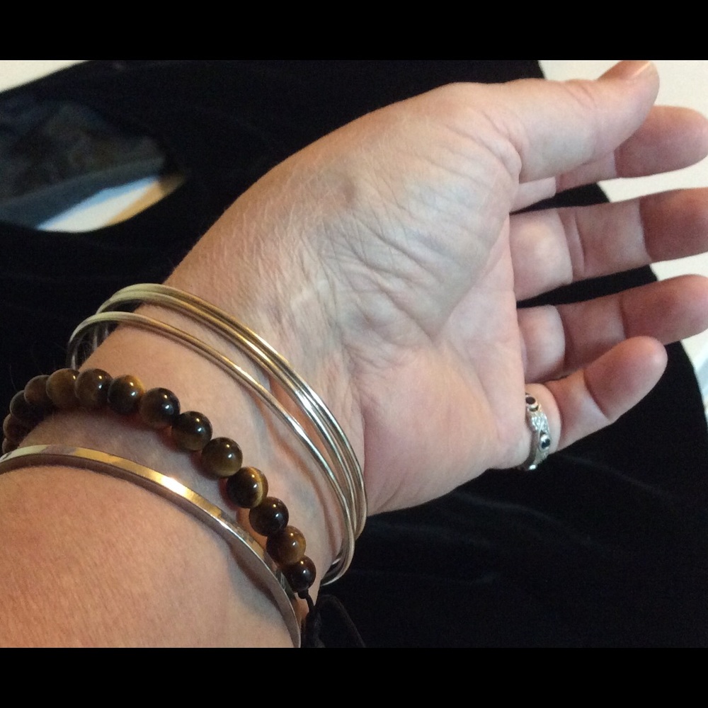 3 Connected Sterling Silver Bangles - image 3